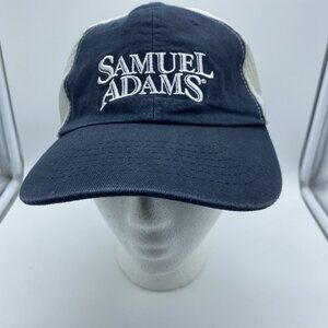 Sam Adams Blue Mesh Adjustable Adult Baseball Cap Hat Hook Loop Boston Beer